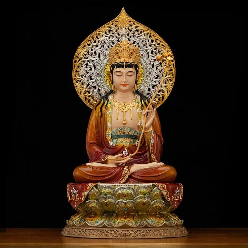 도금된 에나멜 보석으로 장식된 황동 Mahasthamaprapta 동상