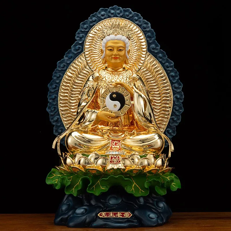 금박을 입힌 보석으로 장식된 황동 Wusheng Wuji Laomu 동상