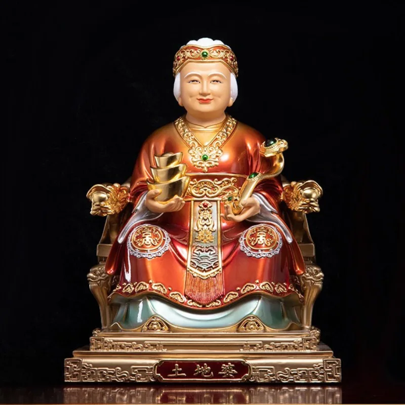 럭셔리 금박 폴리크롬 Fude Niangniang Tu Di Po 동상