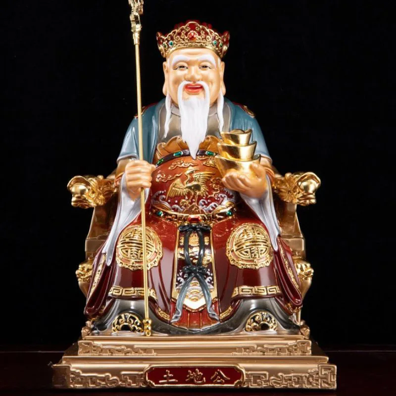 세련된 황동 황실 지팡이 Fude Zhengshen 동상